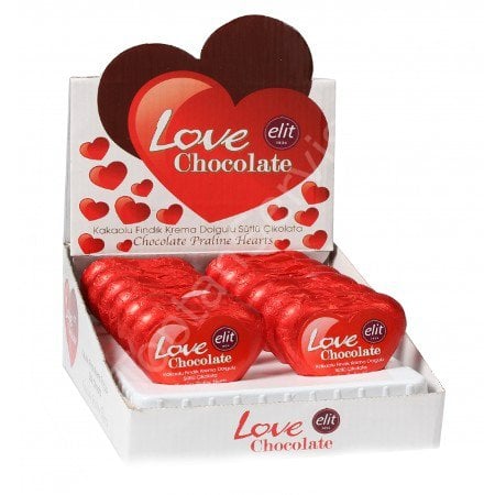 Elit Love Chocolate Kalp Çikolata 21 gr 12 Adet
