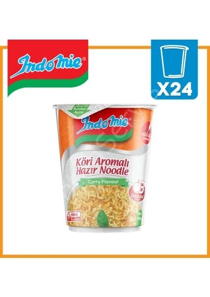 İndomie Bardak Köri Aromalı Hazır Noodle 60 gr 24 Adet