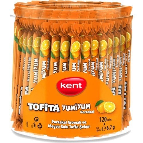 Kent Tofita Yumiyum Portakal Aromalı Şeker 120 Adet