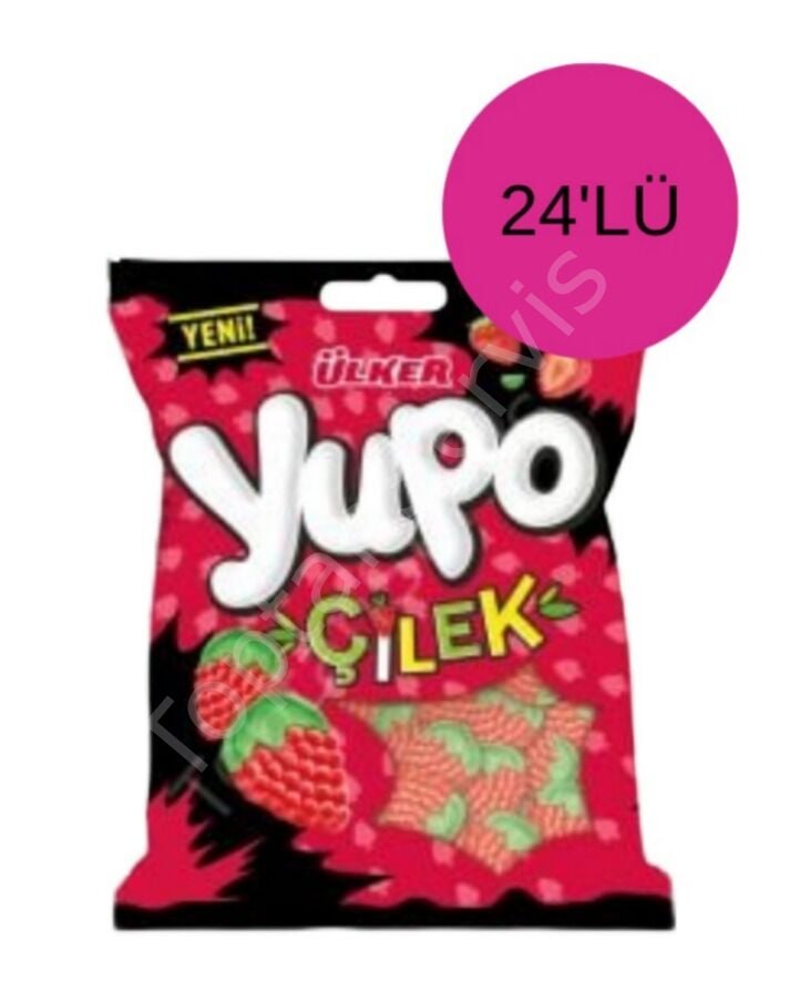 Ülker Yupo Jelibon Çilek Aromalı Yumuşak Şekerleme 80 gr 24 Adet