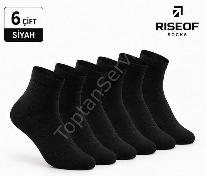 Rise Of Socks Pamuklu Çorap Siyah Renk 6 lı 39-42 Beden