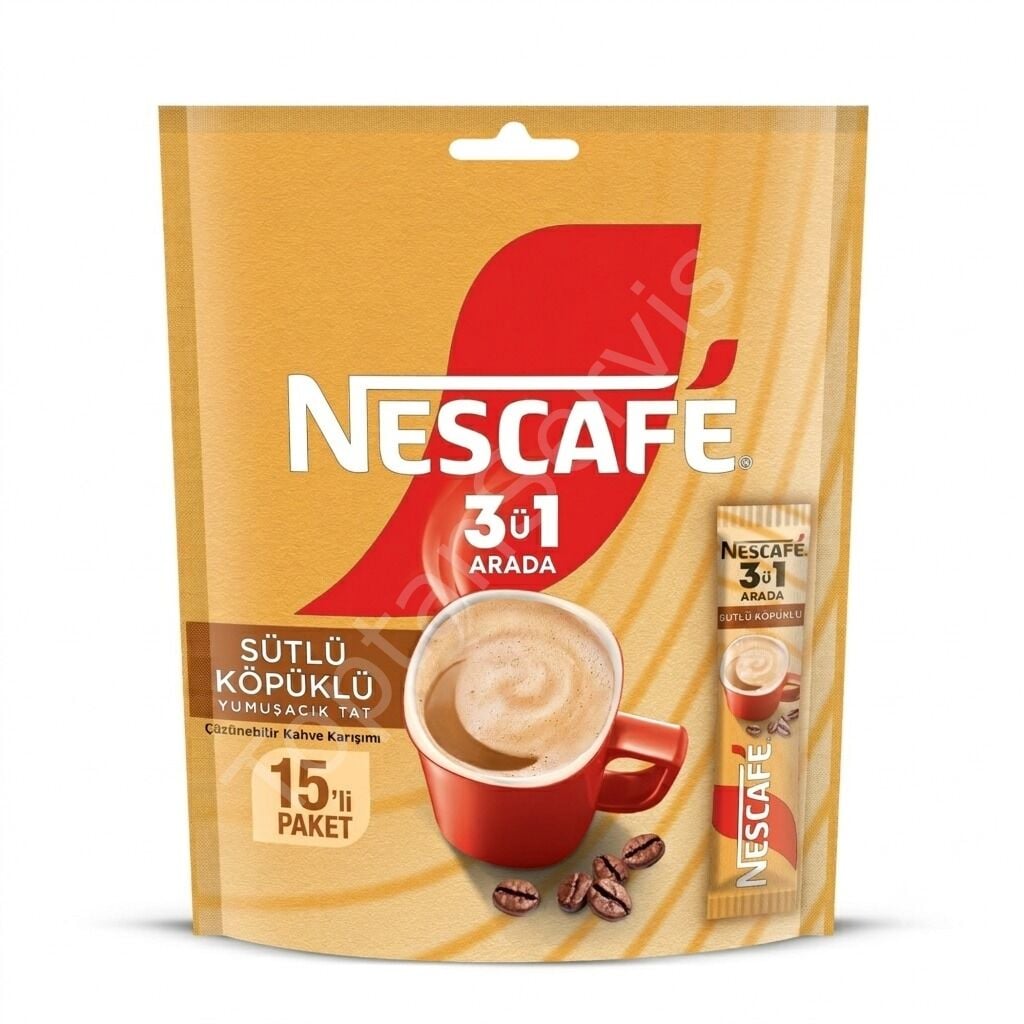 Nescafe 3ü1 Arada Sütlü Köpüklü Hazır Kahve Poşet 17,4 gr 15 adet