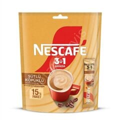 Nescafe 3ü1 Arada Sütlü Köpüklü Hazır Kahve Poşet 17,4 gr 15 adet