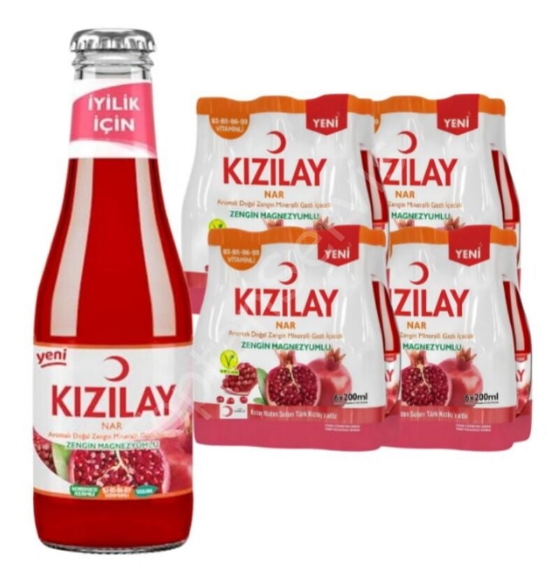 Kızılay B Vitaminli Nar Aromalı Gazlı İçecek 200 ml 24 Adet