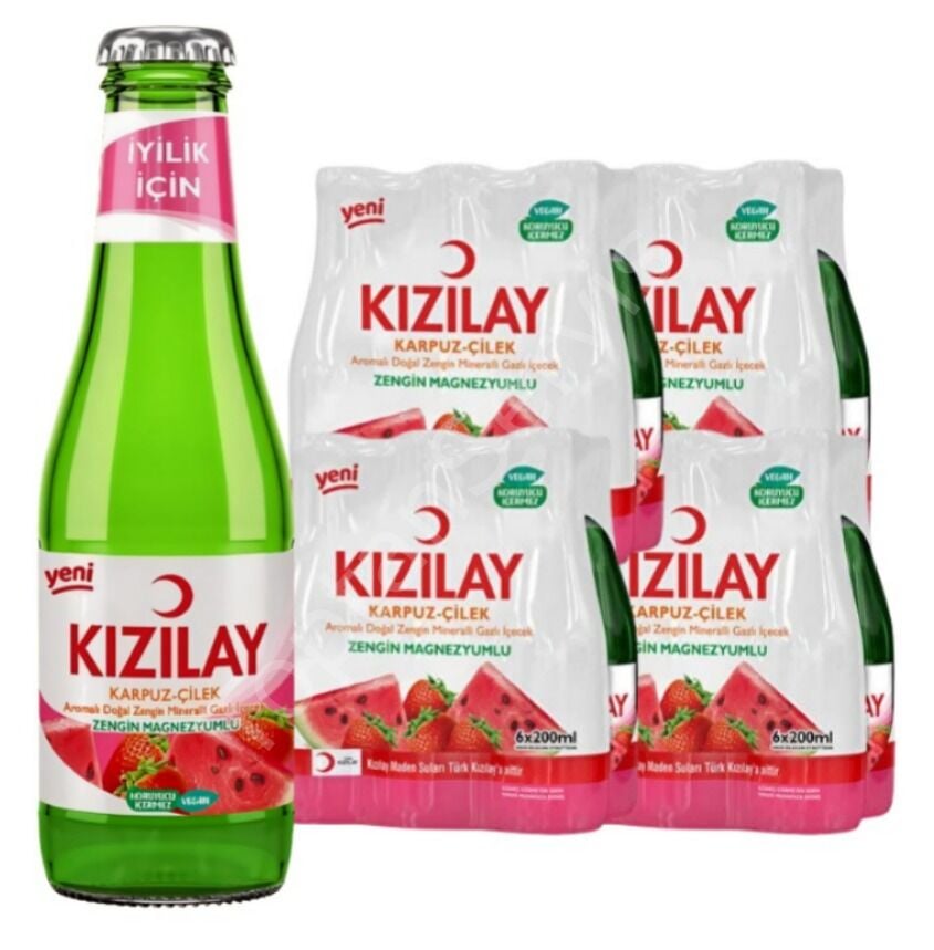 Kızılay Karpuz Çilek Aromalı Gazlı İçecek 200 ml 24 Adet