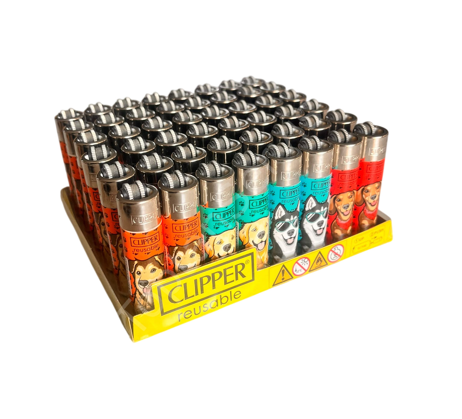 Clipper Pocket Köpek Desenli Taşlı Çakmak 48 Adet 7655