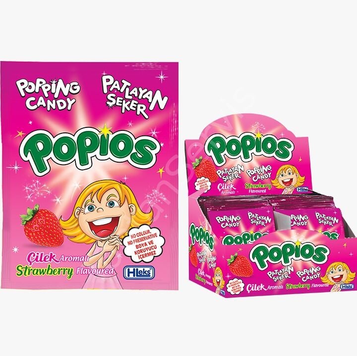 Popios Çilek Aromalı Patlayan Şeker 4 gr 40 Adet