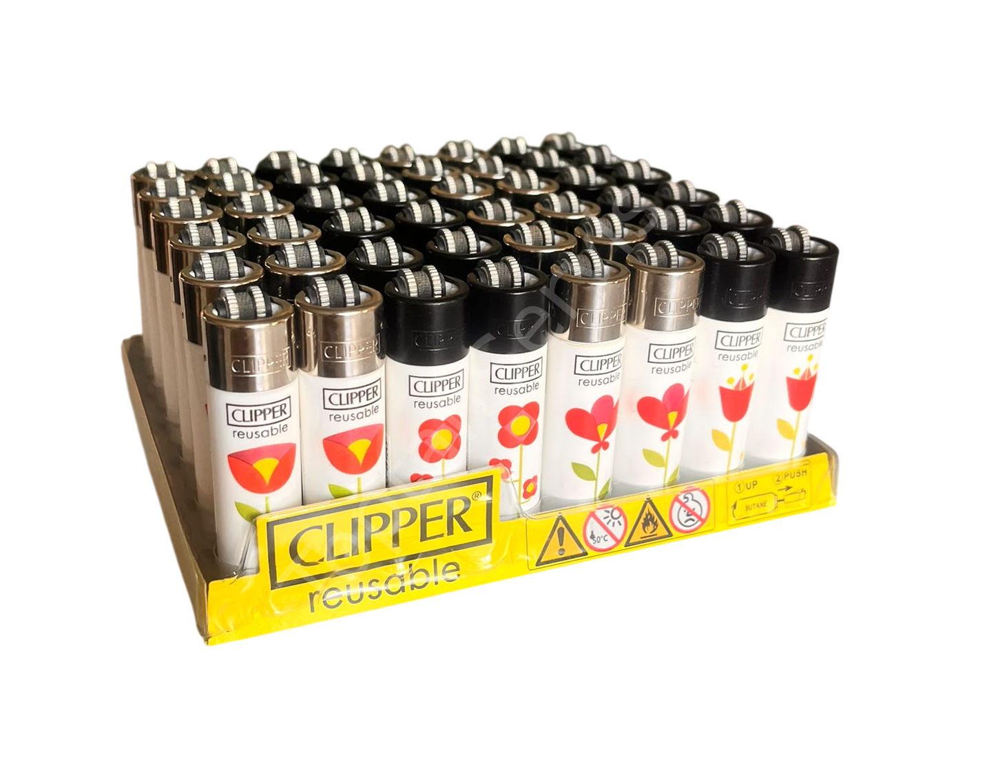 Clipper Pocket Çiçek Desenli Taşlı Çakmak 48 Adet 9238