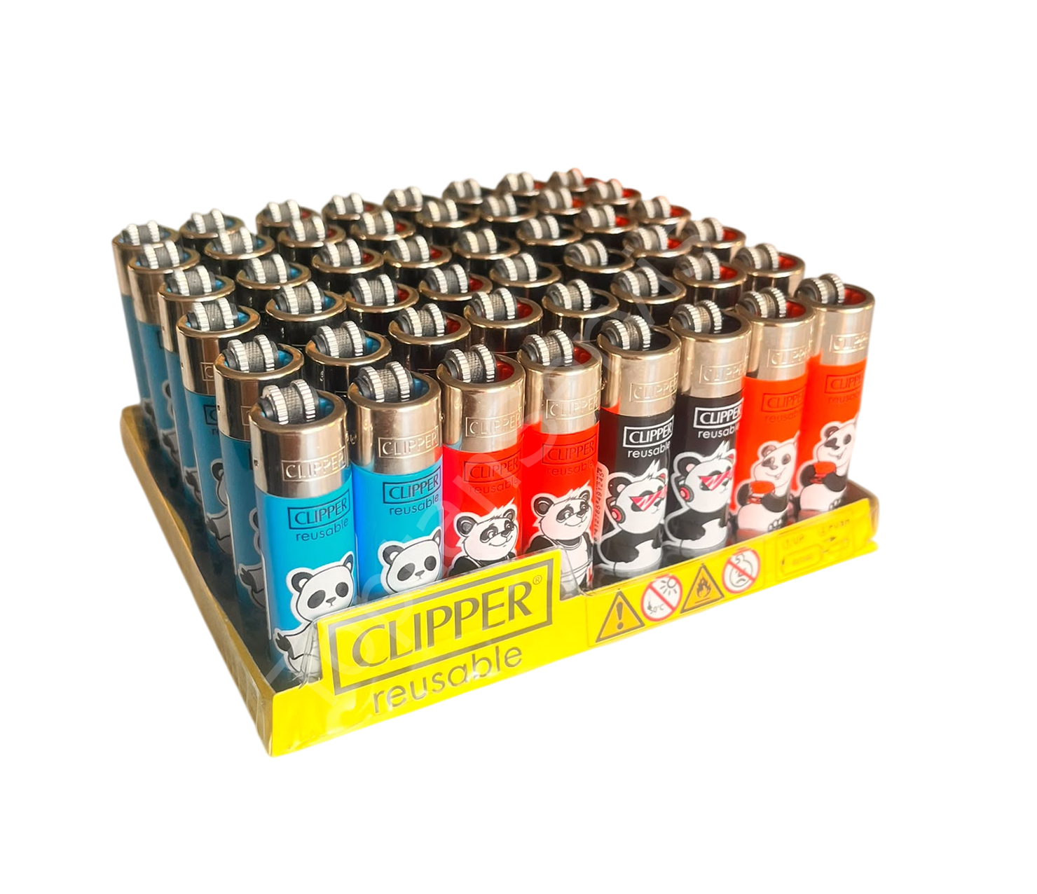 Clipper Pocket Panda Desenli Taşlı Çakmak 48 Adet 6544