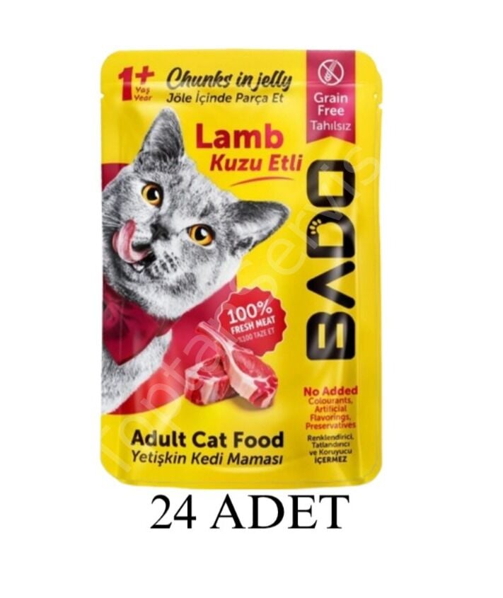Bado Kuzu Etli Yetişkin Kedi Maması 85 gr 24 Adet