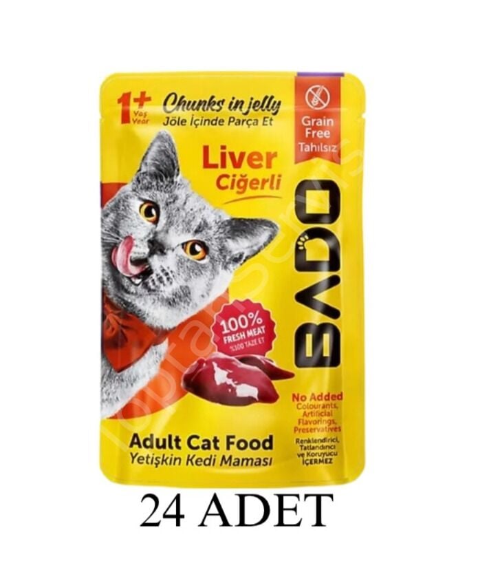 Bado Ciğerli Yetişkin Kedi Maması 85 gr 24 Adet