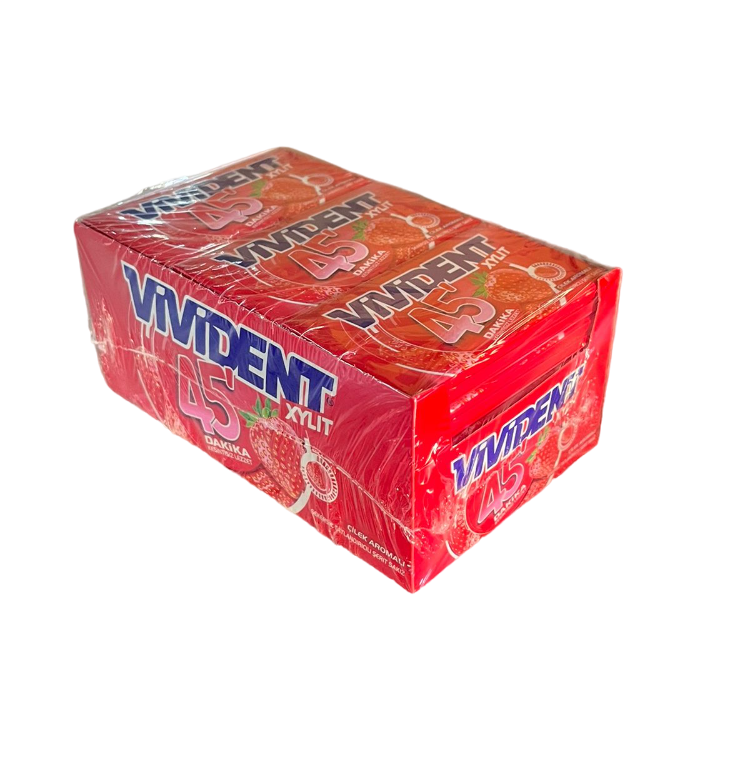Vivident Cüzdan Sakız 45 Dakika Çilek Aromalı Sakız 26gr 18 adet