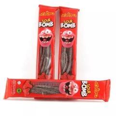 Jelido Sour Bomb Çilek Aromalı Yumuşak Şeker 30 gr 24 Adet