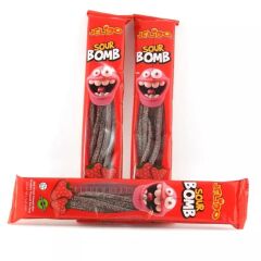 Jelido Sour Bomb Çilek Aromalı Yumuşak Şeker 30 gr 24 Adet