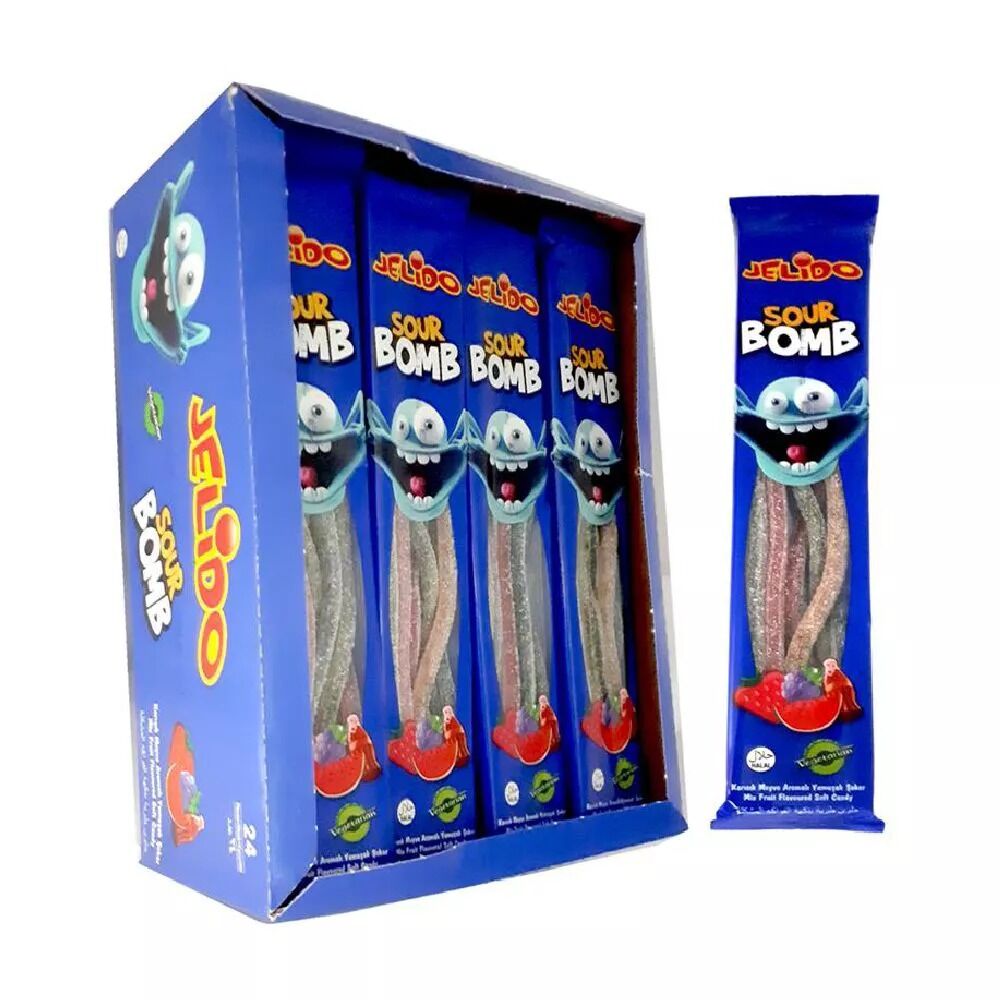 Jelido Sour Bomb Karışık Meyve Aromalı Yumuşak Şeker 30 gr 24 Adet