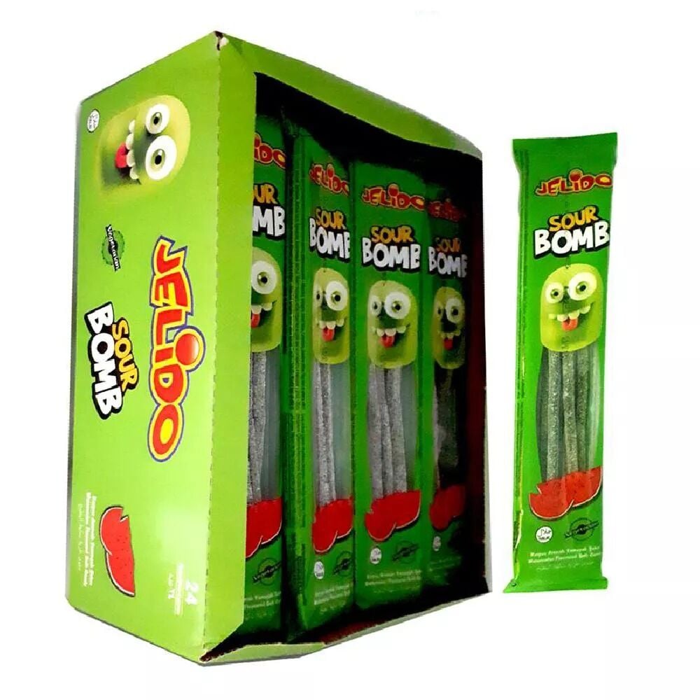Jelido Sour Bomb Karpuz Aromalı Yumuşak Şeker 30 gr 24 Adet
