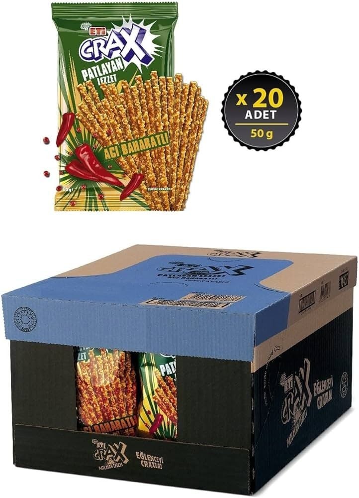 Eti Crax Patlayan Lezzet Acı Baharatlı Kraker 50 gr 20 Adet