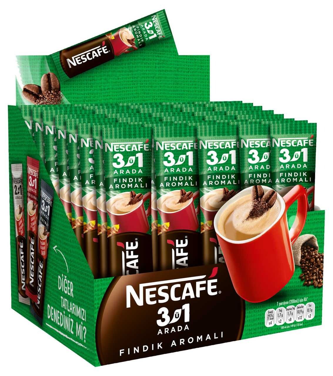 Nescafe 3ü1 Arada Fındık Aromalı Hazır Kahve 17 gr 48 Adet