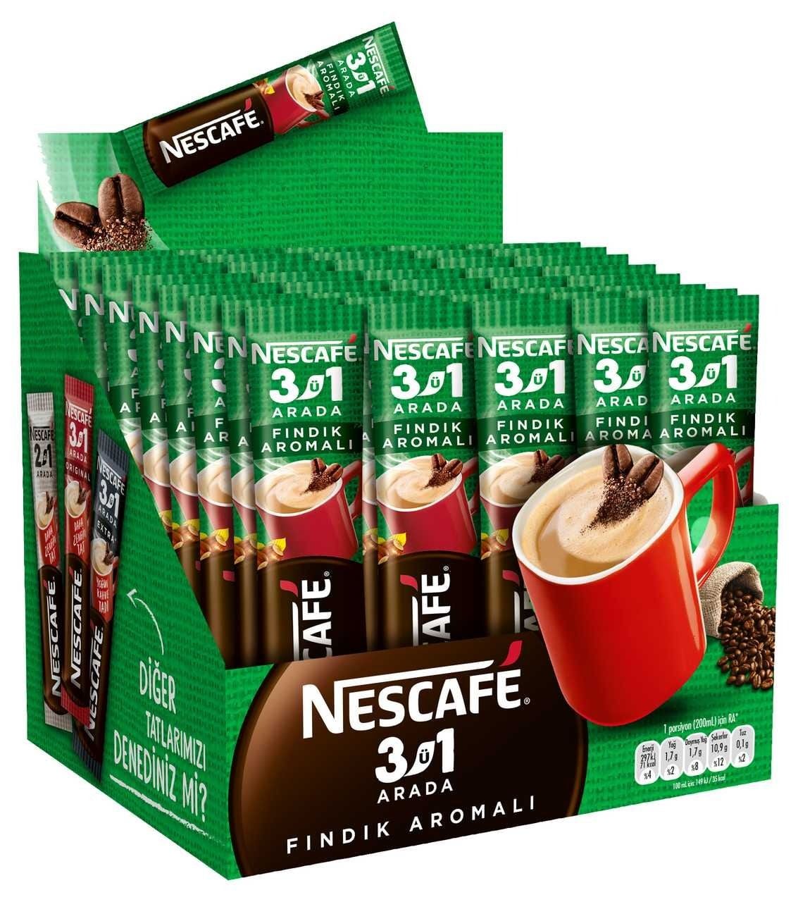 Nescafe 3ü1 Arada Fındık Aromalı Hazır Kahve 17 gr 48 Adet