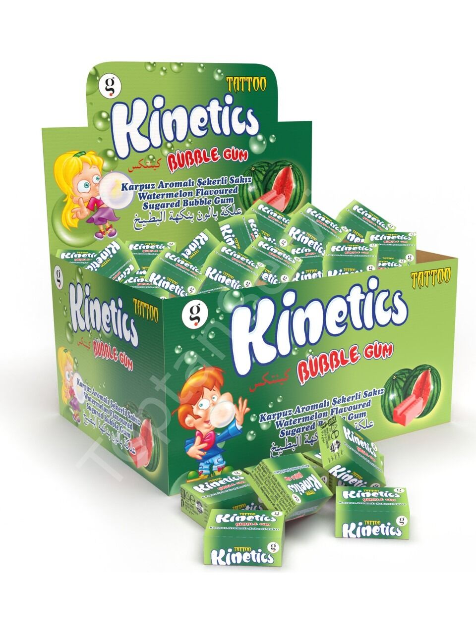 Kinetics Bubble Gum Karpuz Aromalı Şekerli Sakız 100 Adet