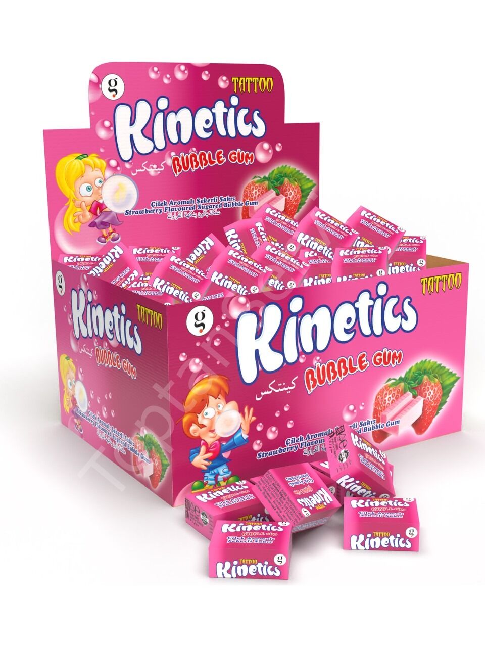 Kinetics Bubble Gum Çilek Aromalı Şekerli Sakız 100 Adet