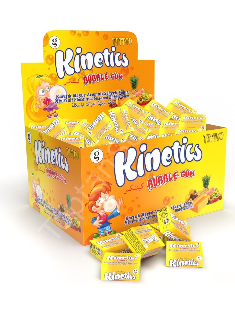 Kinetics Bubble Gum Karışık Meyve Aromalı Şekerli Sakız 100 Adet