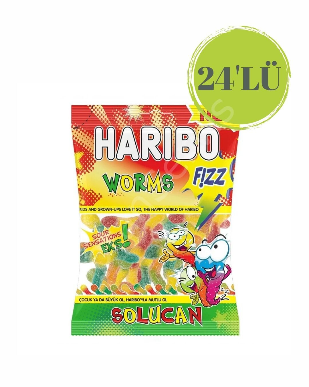 Haribo Worms Ekşi Fızz 70 gr 24 Adet