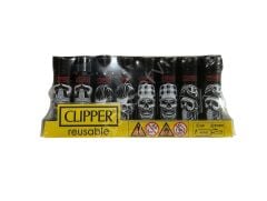 Clipper Pocket Kuru Kafa Desenli Taşlı Çakmak 48 Adet 3309