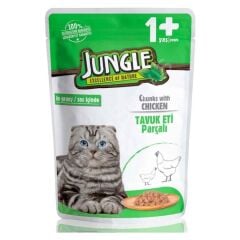 Jungle Tavuk Eti Parçalı Yetişkin Kedi Maması 100 gr 24 Adet