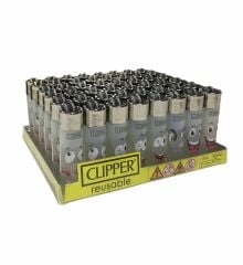 Clipper Pocket Emoji Desenli Taşlı Şeffaf Çakmak 48 Adet 7058