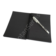 Siyah Defter Beyaz Kalem Set