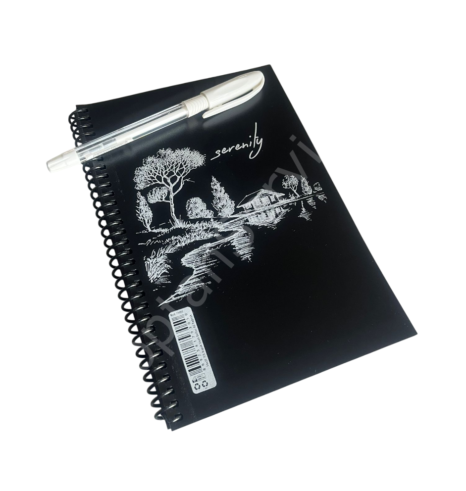 Siyah Defter Beyaz Kalem Set