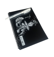 Siyah Defter Beyaz Kalem Set