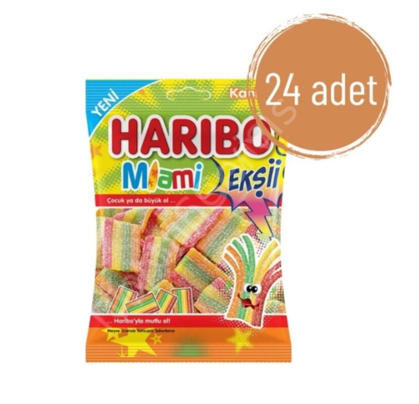 Haribo Miami Ekşi Jelibon 70 gr 24 Adet