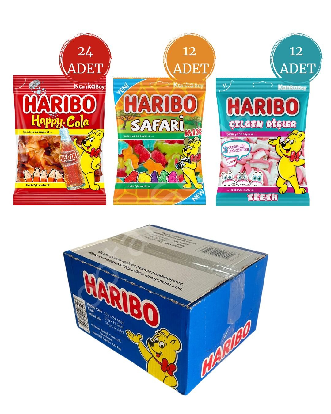 Haribo Karışık Yumuşak Şekerleme Jelibon 55 gr 48 Adet